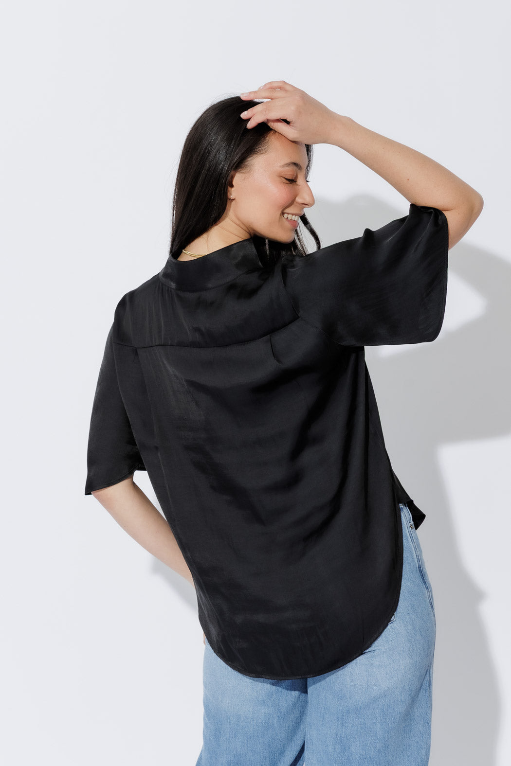 Black Milan Fluted Blogger Shirt