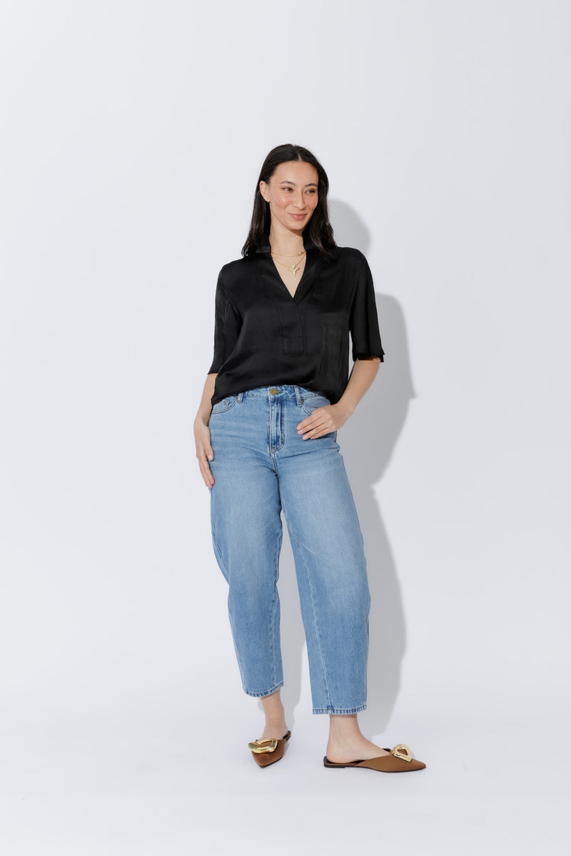 Black Milan Fluted Blogger Shirt