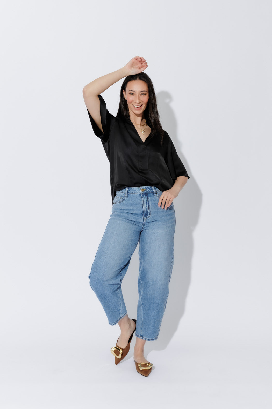 Black Milan Fluted Blogger Shirt