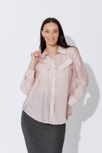 Pink Tencel Stripe Pocket Shirt