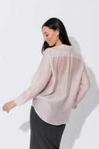 Pink Tencel Stripe Pocket Shirt