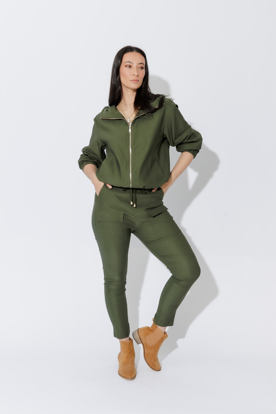 Khaki Lux Sport Hooded Jacket