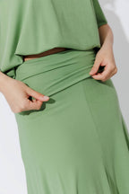 Mint Tencel Roll Top Skirt
