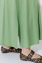 Mint Tencel Roll Top Skirt