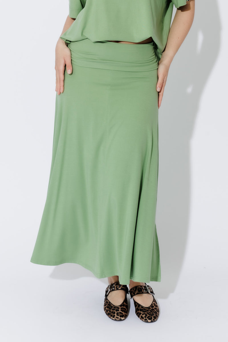 Mint Tencel Roll Top Skirt