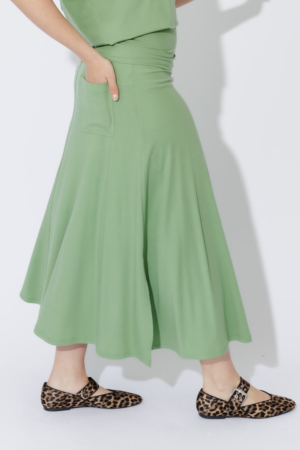 Mint Tencel Roll Top Skirt
