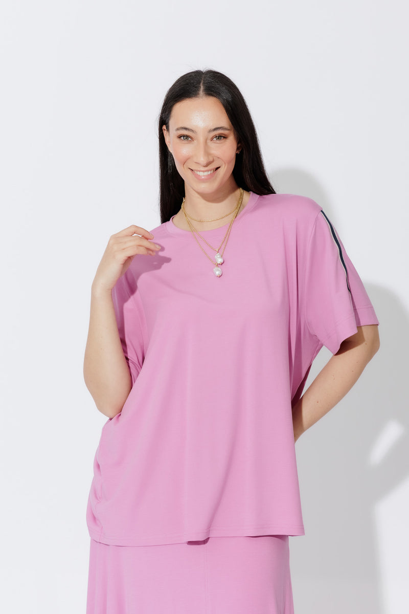 Pink Tencel Stripe T-Shirt