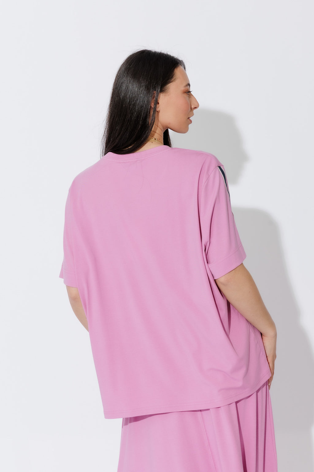 Pink Tencel Stripe T-Shirt