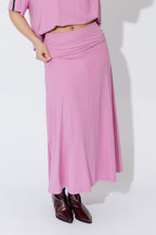 Pink Tencel Roll Top Skirt