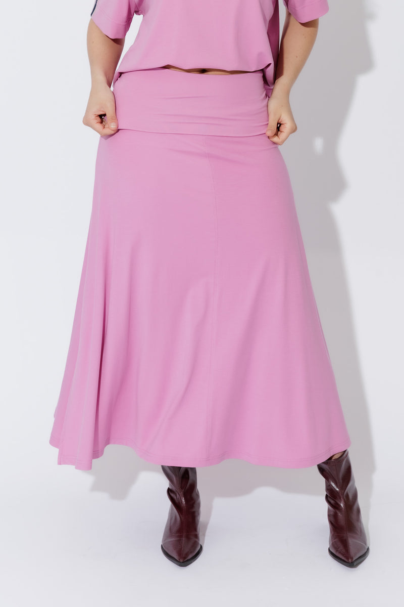 Pink Tencel Roll Top Skirt