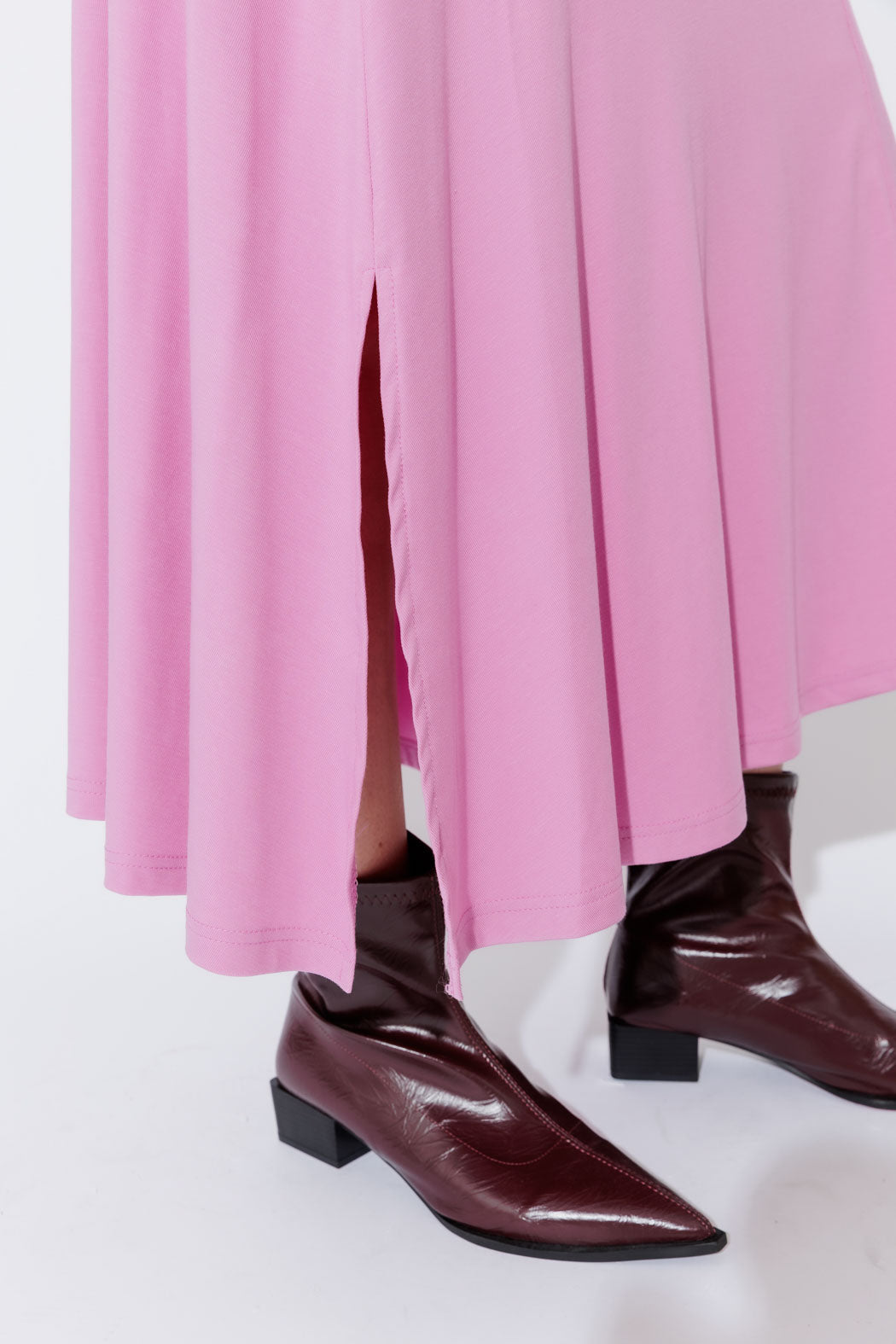 Pink Tencel Roll Top Skirt