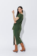 Khaki Washed Cotton Harlow Dress