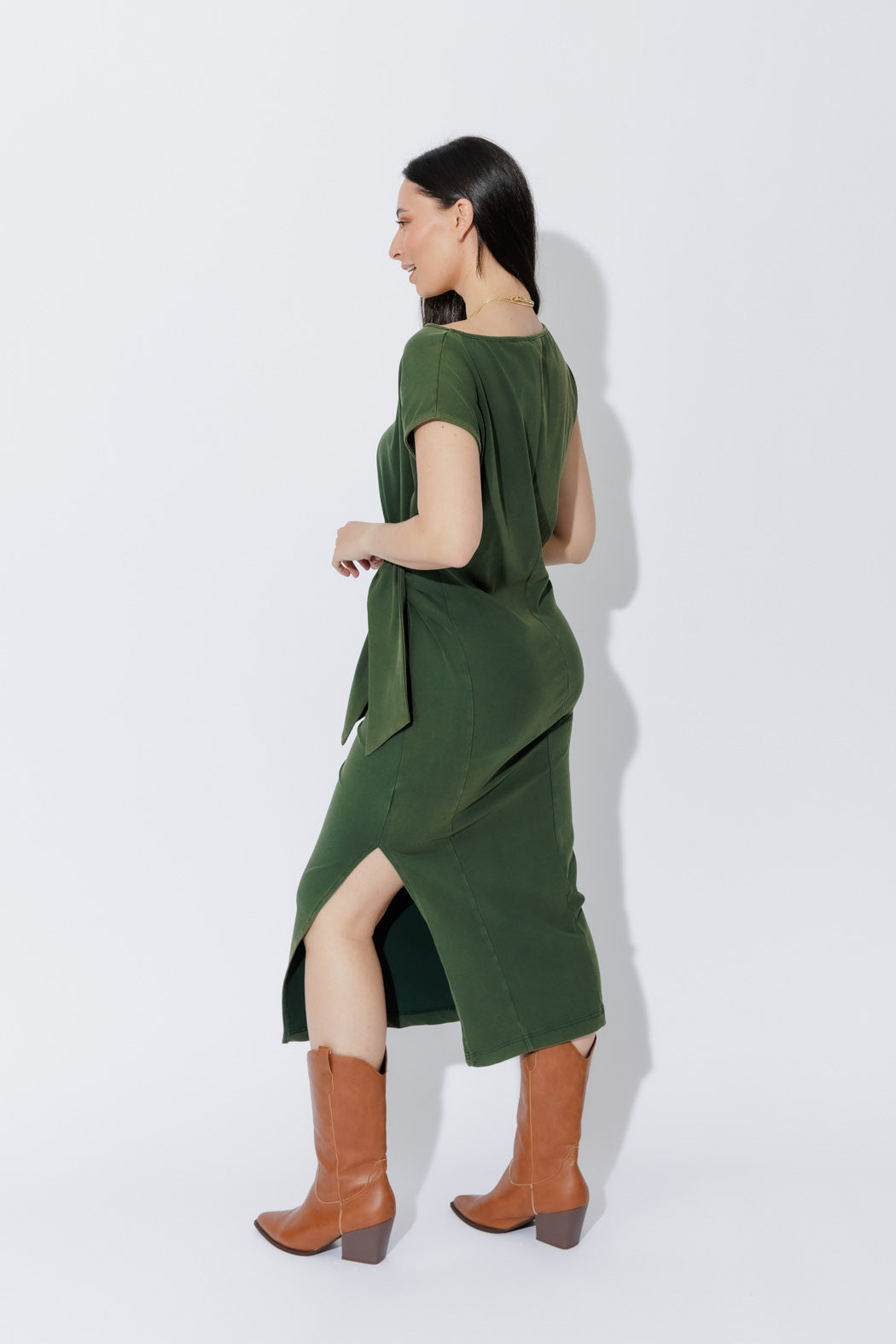 Khaki Washed Cotton Harlow Dress