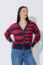 Navy/Burgundy Stripe Cardi