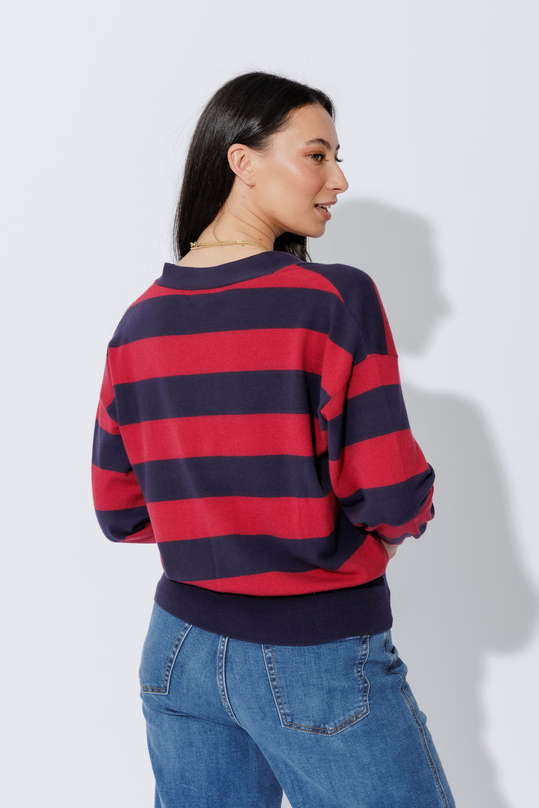 Navy/Burgundy Stripe Cardi