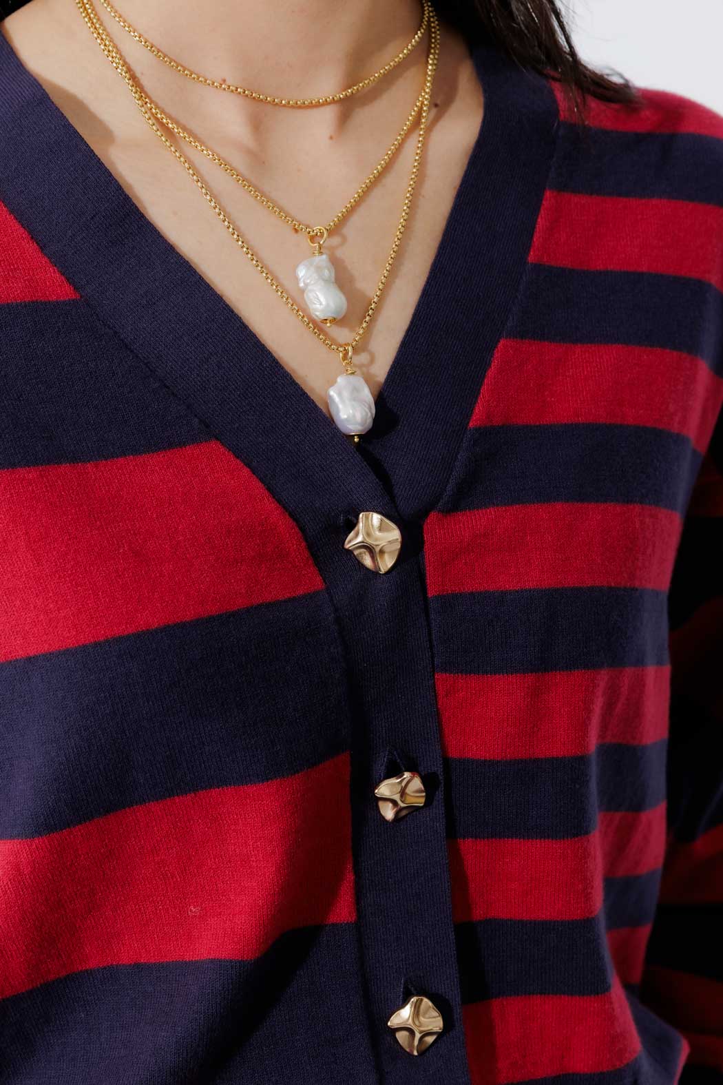 Navy/Burgundy Stripe Cardi