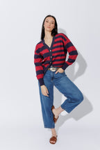 Navy/Burgundy Stripe Cardi