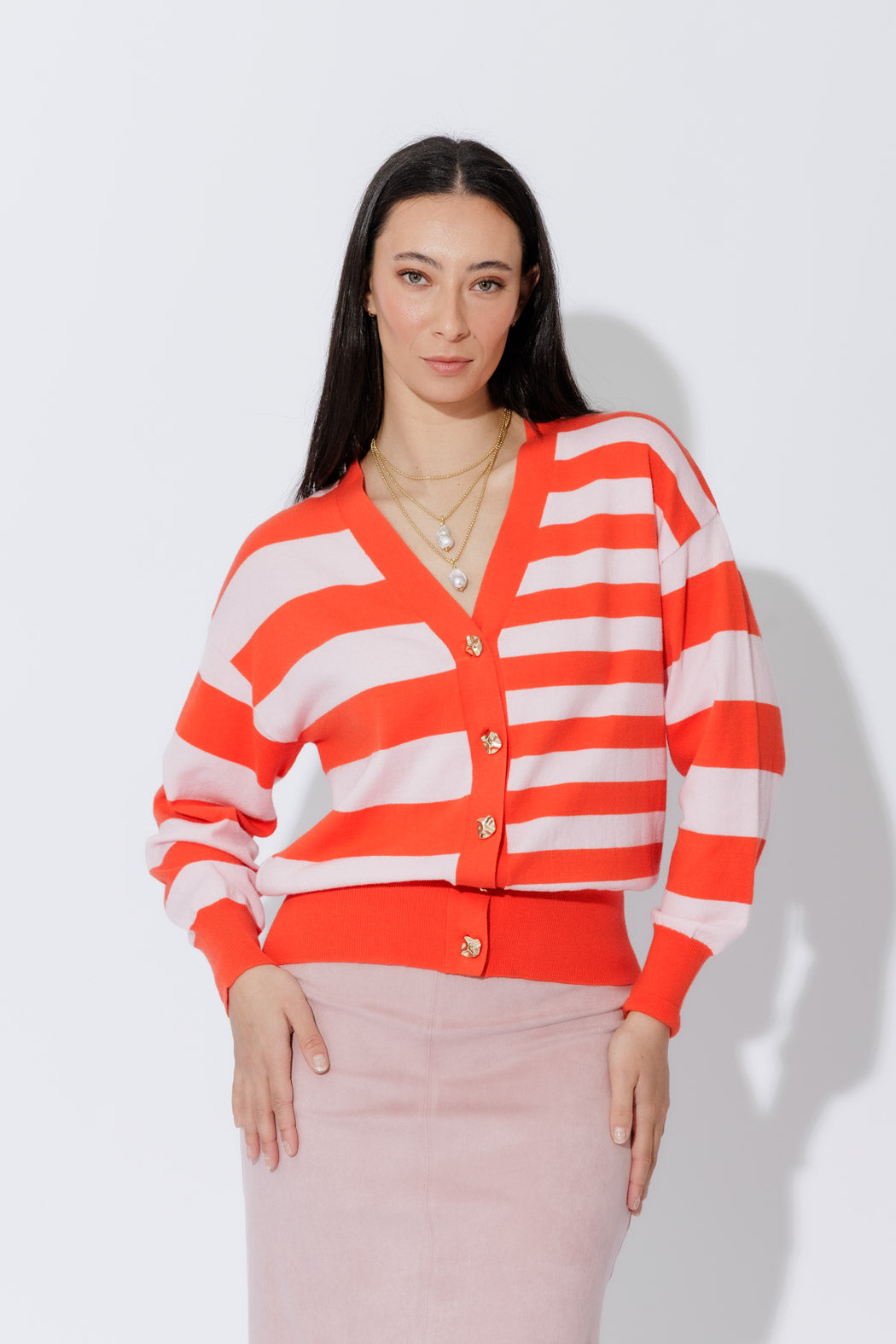 Red/Pink Stripe Cardi S
