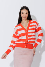 Red/Pink Stripe Cardi S