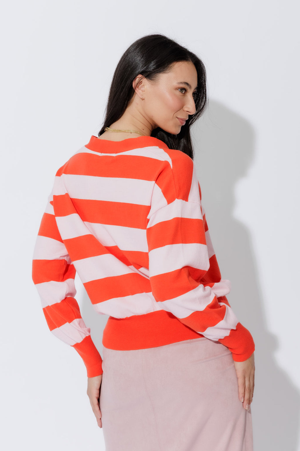 Red/Pink Stripe Cardi S
