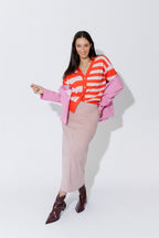 Red/Pink Stripe Cardi S