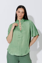 Green Milan Fluted Blogger Shirt