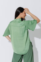 Green Milan Fluted Blogger Shirt