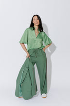 Green Milan Fluted Blogger Shirt
