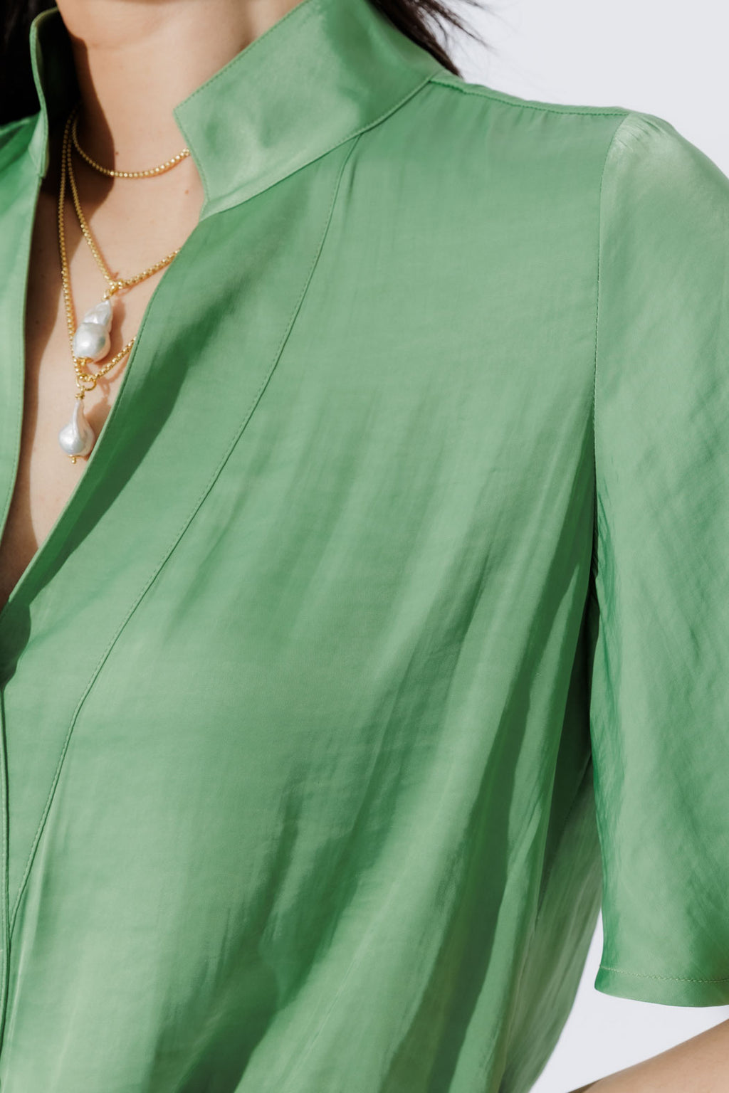 Green Milan Fluted Blogger Shirt