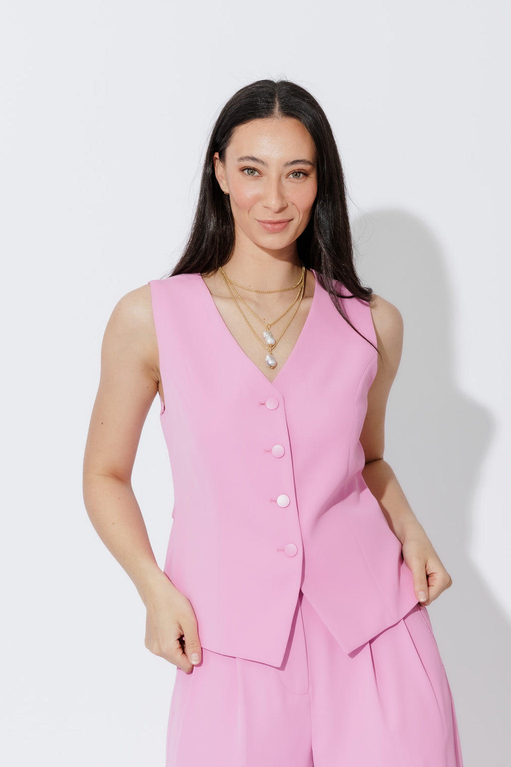 Pink Euro Tailored Vest