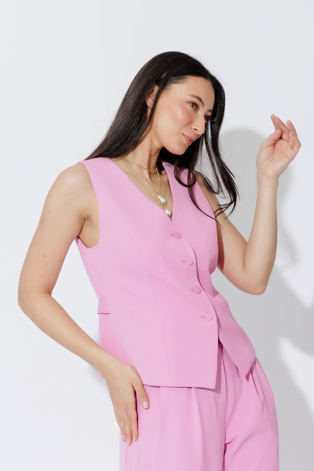 Pink Euro Tailored Vest