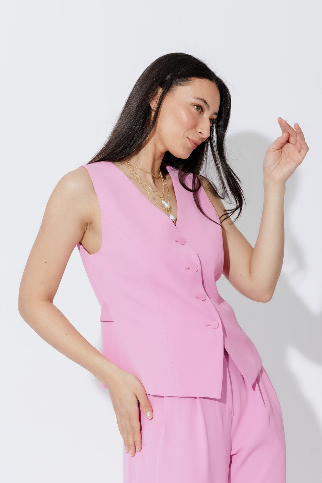 Pink Euro Tailored Vest