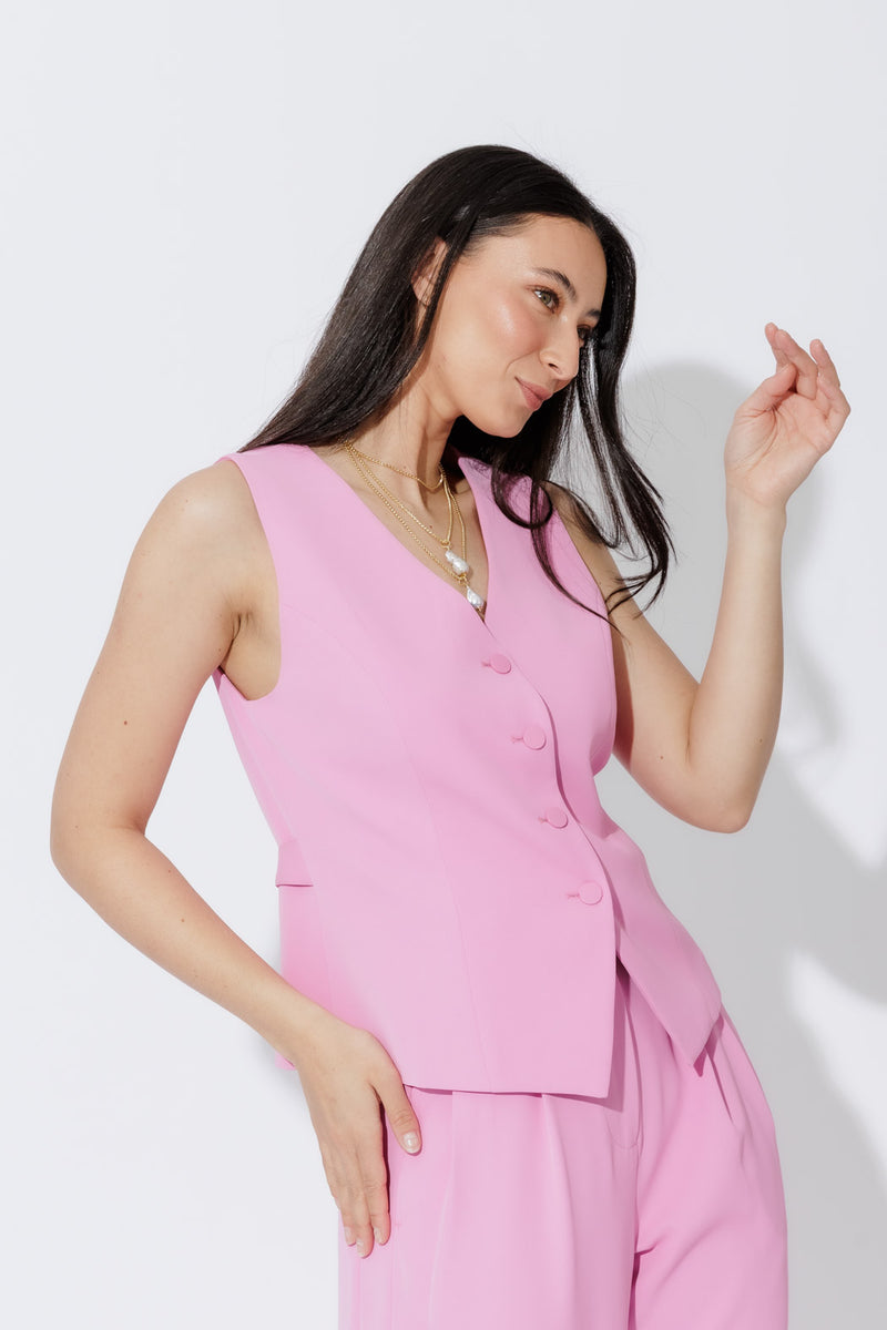 Pink Euro Tailored Vest