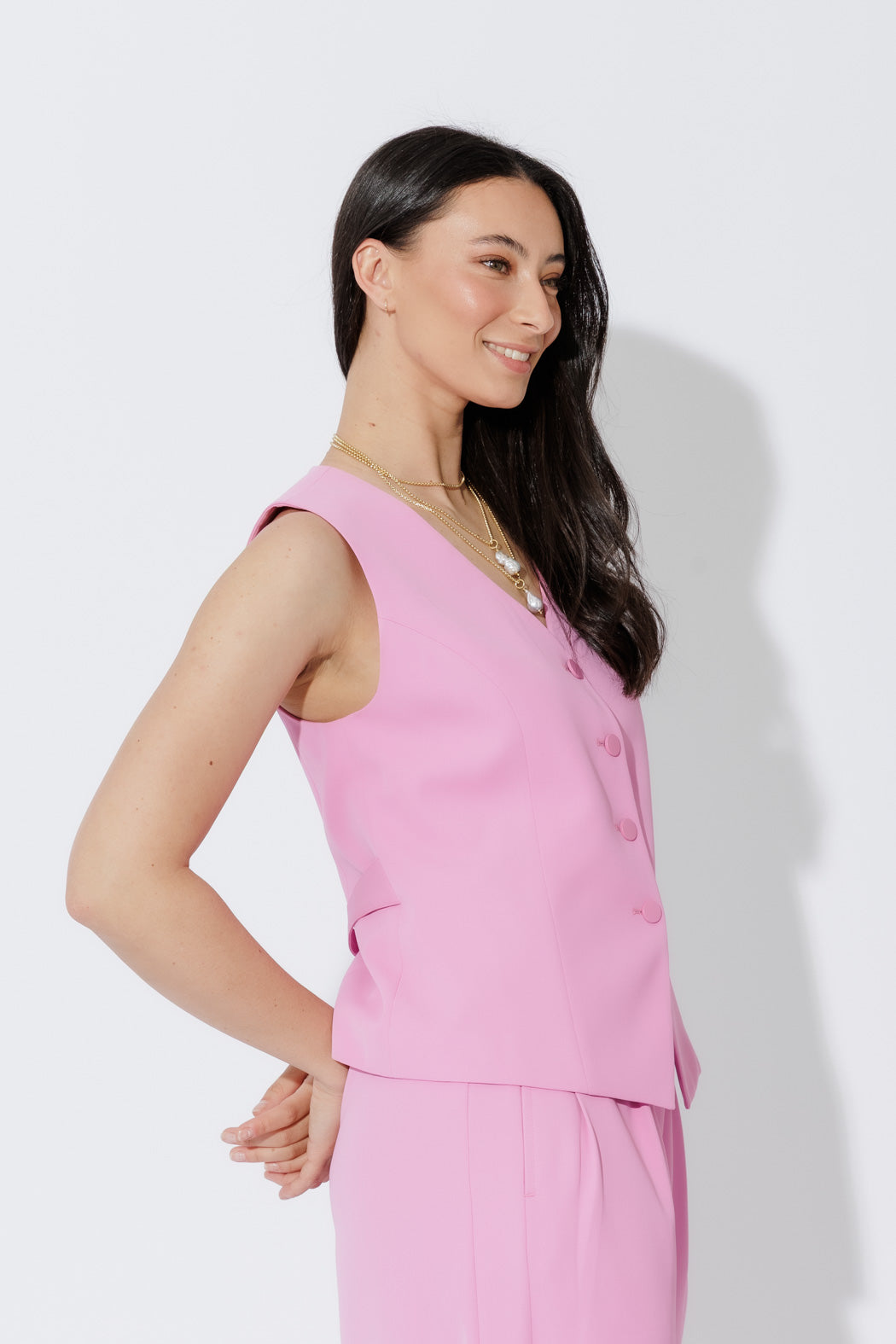 Pink Euro Tailored Vest