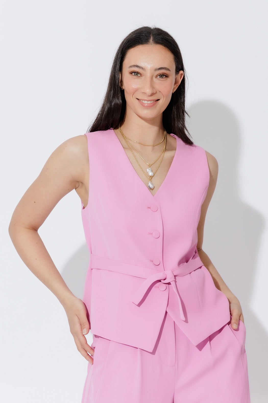 Pink Euro Tailored Vest