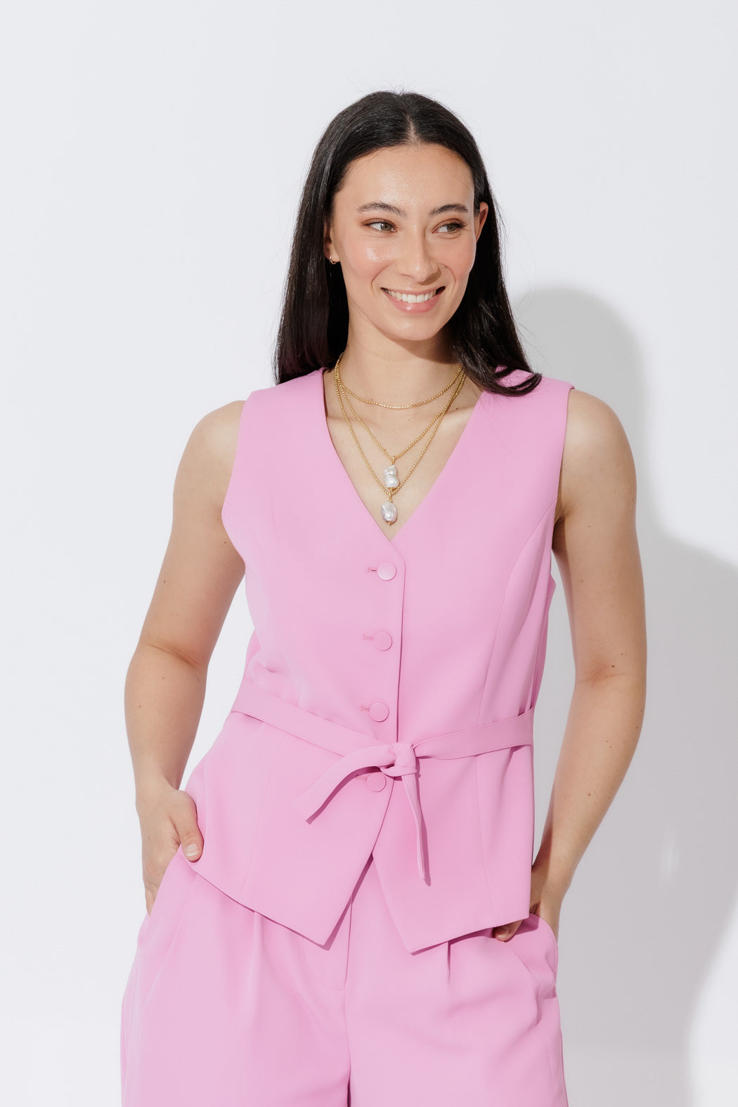 Pink Euro Tailored Vest