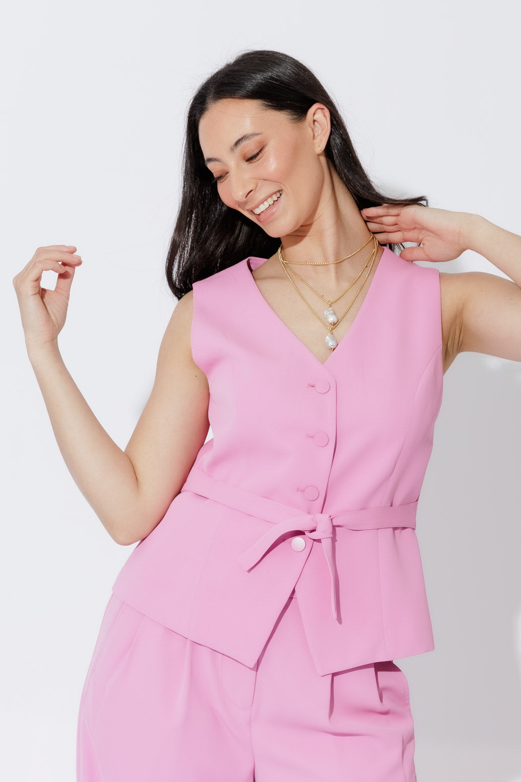 Pink Euro Tailored Vest