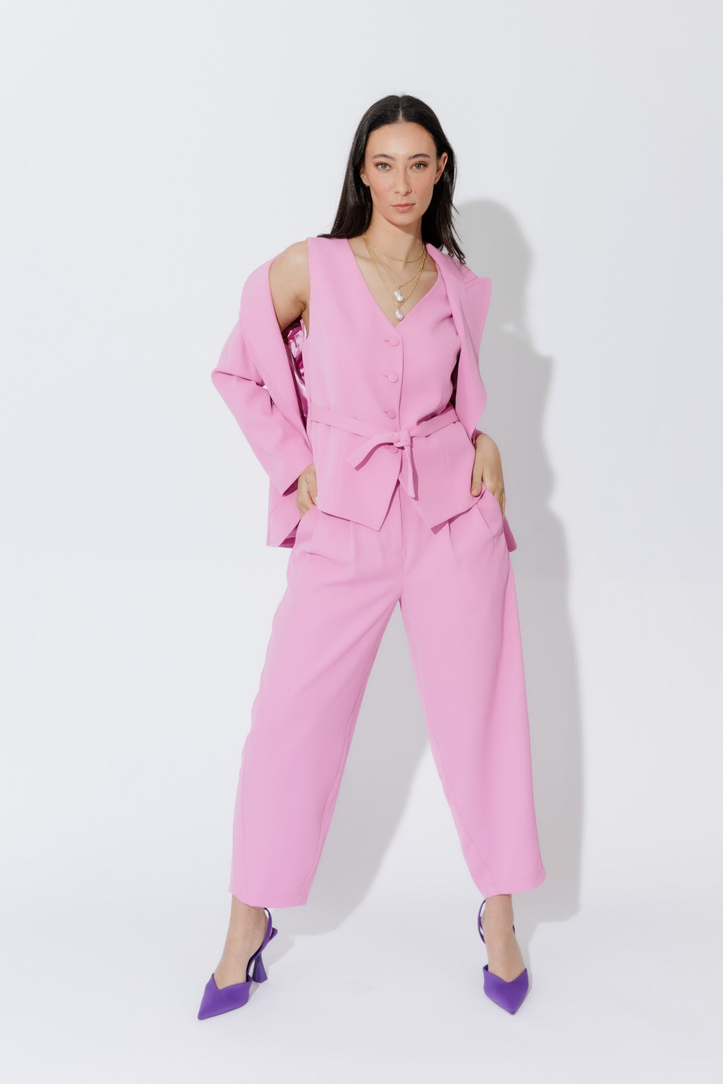 Pink Euro Tailored Vest