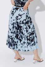 Blue Floral Pleat Skirt