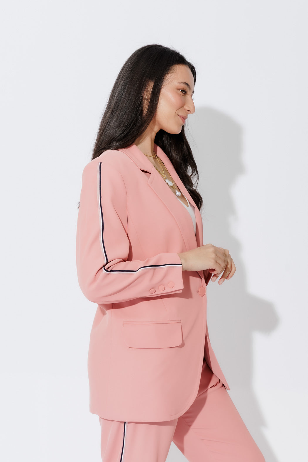 Blush Stripe Boyfriend Blazer