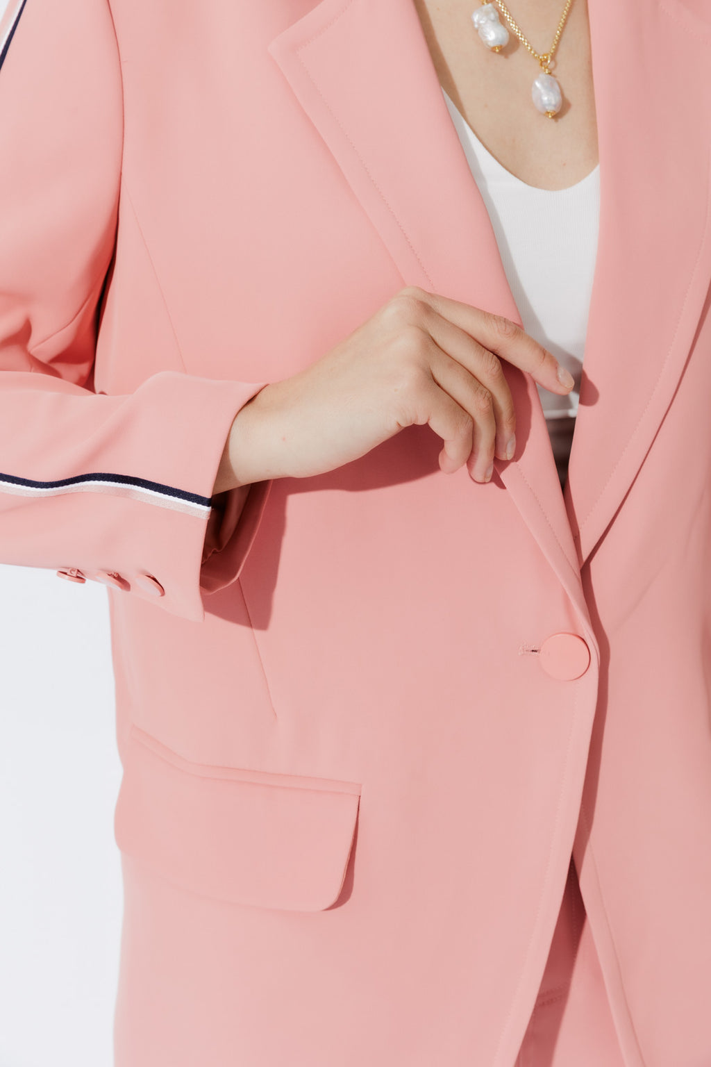 Blush Stripe Boyfriend Blazer