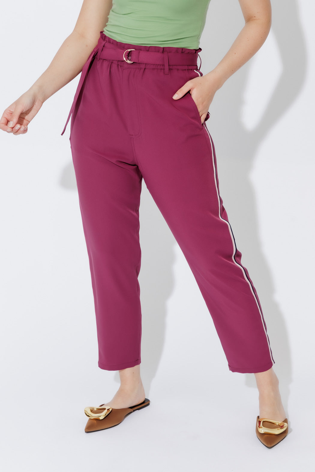 Raspberry Sport Paperbag Pant