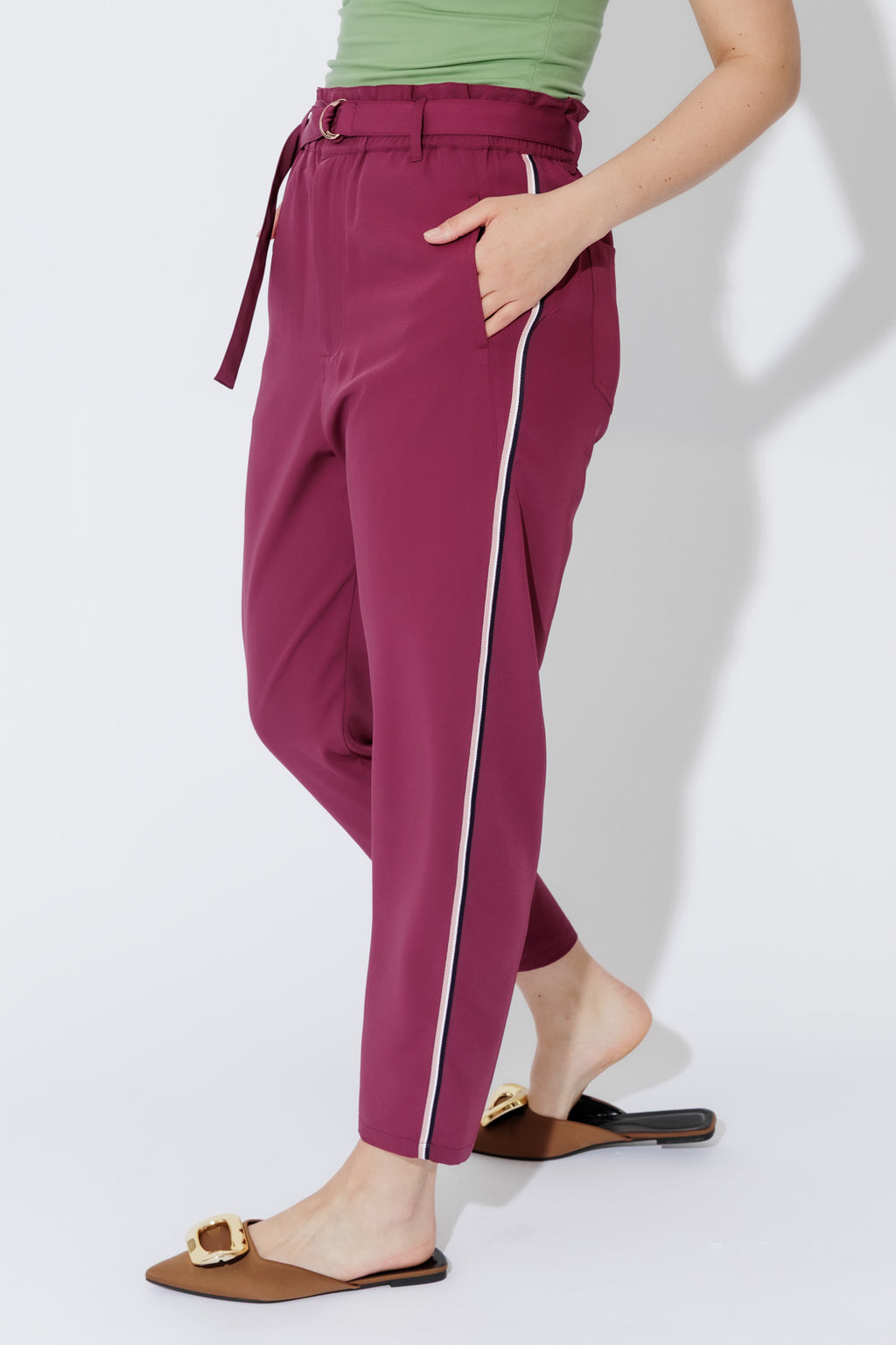 Raspberry Sport Paperbag Pant