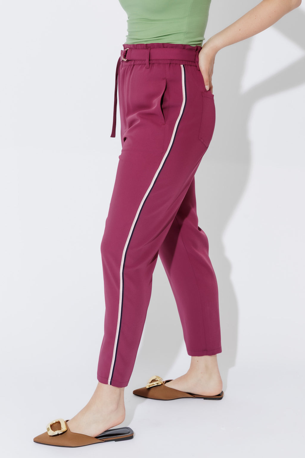 Raspberry Sport Paperbag Pant