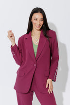 Raspberry Stripe Boyfriend Blazer