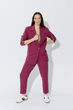 Raspberry Stripe Boyfriend Blazer