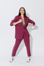 Raspberry Stripe Boyfriend Blazer