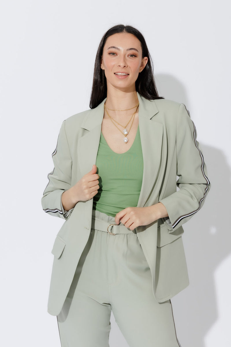 Mint Stripe Boyfriend Blazer