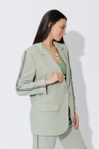 Mint Stripe Boyfriend Blazer