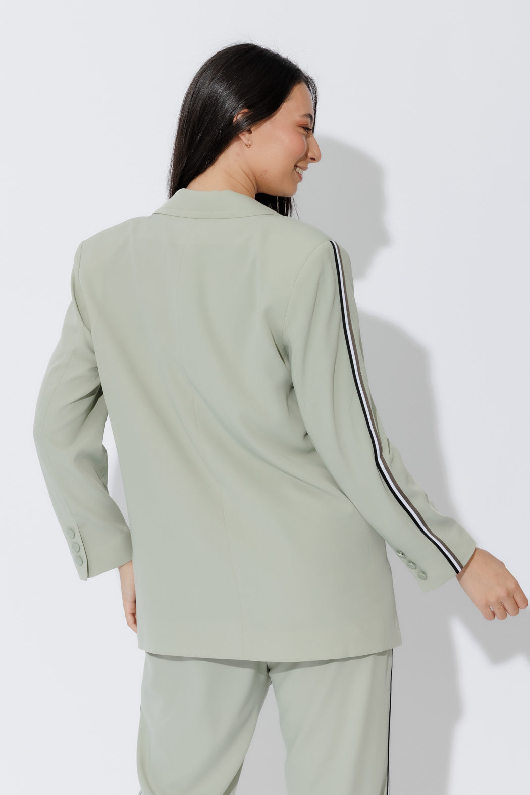 Mint Stripe Boyfriend Blazer